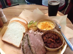 Pulled pork, cheesy squash, brisket